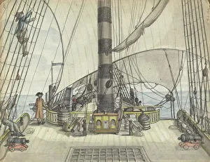 Rigging Prints: Deck view from a VOC ship to the big mast, 1778-1787. Creator: Jan Brandes