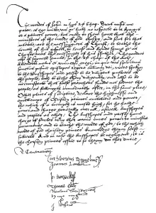 Bishop Of Worcester Gallery: Declaration of the bishops in favour of King Henry VIIIs powers, 16th century, (1840)