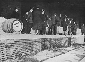 Declaration Of War Gallery: After the Declaration of War: German beer being run away at an Italian Customs store, 1915