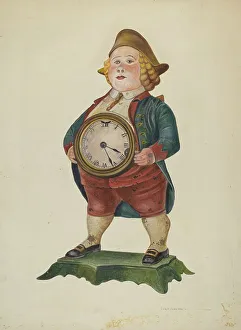 Decorated Cast Iron Clock, c. 1942. Creator: George H. Alexander
