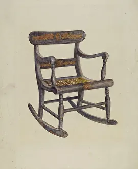 Rocking Chair Prints: Decorated Child's Rocking Chair, c. 1942. Creator: James Fisher