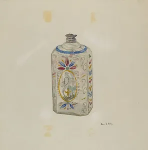 Decorated Glass Flask, c. 1940. Creator: George File