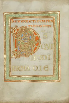 Initial Prints: Decorated Incipit Page; Benedictional, about 1030-1040. Creator: Unknown