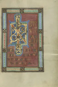 Recto Prints: Decorated Incipit Page; Gospel Book, about 1120-1140. Creator: Unknown