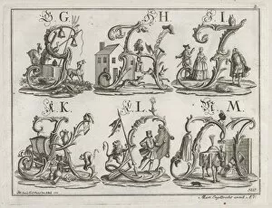 Ornate Collection: Decorated Roman alphabet, 1755. Creator: Johann David Nessenthaler