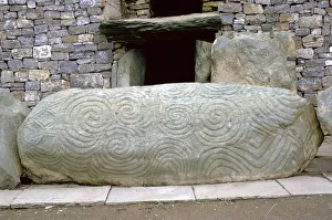 33rd Century Bc Collection: Decorated slab across an entrance to a passage grave, 33rd century BC