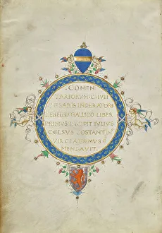 Caesar Julius Prints: Decorated Text Page, about 1460-1470. Creator: Unknown