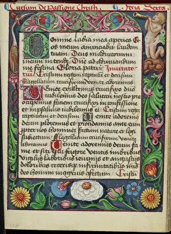 Tempera Colours Prints: Decorated Text Page; Book of Hours, early 16th century. Creator: Unknown