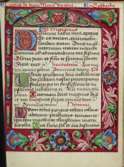 Tempera Colours Prints: Decorated Text Page; Book of Hours, early 16th century. Creator: Unknown