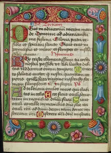 Tempera Colours Prints: Decorated Text Page; Book of Hours, early 16th century. Creator: Unknown
