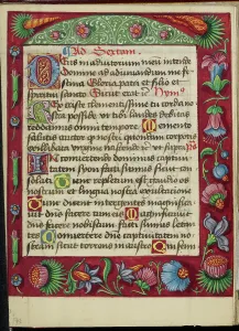 Tempera Colours Prints: Decorated Text Page; Book of Hours, early 16th century. Creator: Unknown