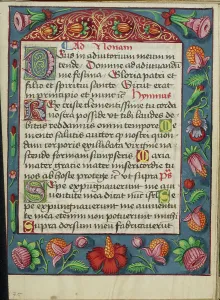 Tempera Colours Prints: Decorated Text Page; Book of Hours, early 16th century. Creator: Unknown