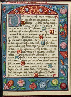 Tempera Colours Prints: Decorated Text Page; Book of Hours, early 16th century. Creator: Unknown