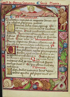 Tempera Colours Prints: Decorated Text Page; Book of Hours, early 16th century. Creator: Unknown