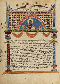 Khizan Mesrop Of Prints: Decorated Text Page with half figure of Eusebius; Gospel Book