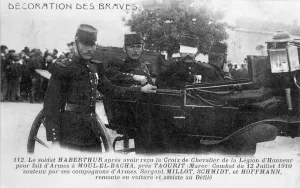 Comradship Gallery: Decoration of a French soldier with the Legion d Honneur, c1910