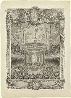 Cochin Charles Nicolas Prints: Decoration of the Hall of Spectacles, 1745. Creator: Charles Nicolas Cochin
