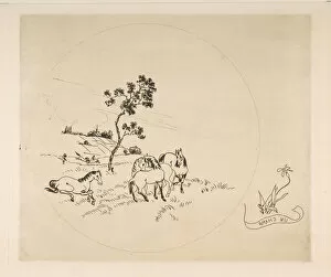 Decoration for a Plate: A Field, 1870. Creator: Felix Bracquemond