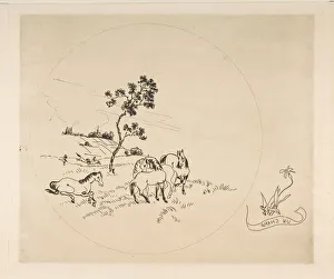 Lix Bracquemond Prints: Decoration for a Plate: A Field, 1870. Creator: Felix Bracquemond