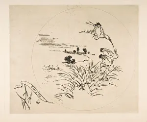 Stork Prints: Decoration for a Plate: A Pond, 1870. Creator: Felix Bracquemond