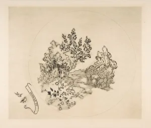 Lix Bracquemond Prints: Decoration for a Plate: A Stream, 1870. Creator: Felix Bracquemond