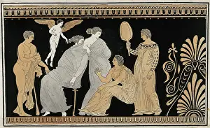 Storage Jar Prints: Detail of the decoration of a red-figured Greek strorage jar (pelike) showing a seated