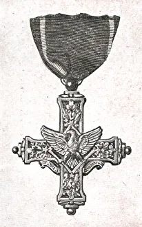 Courage Prints: Decorations de Guerre; La croix de guerre americaine, vue de face, 1917. Creator: Unknown