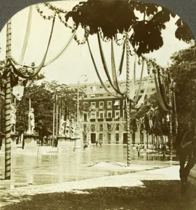 Occasion Prints: Decorations, Plaza de Oriente, Madrid, Spain. Artist: Excelsior Stereoscopic Tours