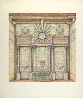 William Kieckhofel Prints: Decorations on Reredos and Sanctuary Walls, 1940. Creator: William Kieckhofel
