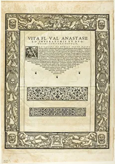 Woodcut On Paper Prints: Decorative Border (recto) and Portrait of Emporer Anastasius (verso)