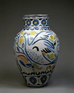 Majolica Prints: Decorative vase with a bird, 20th century. Creator: Andre Derain
