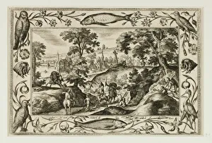 Adrian Collaert Gallery: Deer Hunt, from Landscapes with Old and New Testament Scenes and Hunting Scenes, 1584