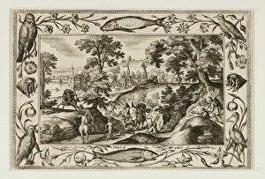 Adriaen Collaert Gallery: Deer Hunt, from Landscapes with Old and New Testament Scenes and Hunting Scenes, 1584