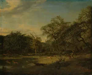 Deer Hunting Prints: Deer Hunt in a Swampy Forest Landscape, 1665. Creator: Adriaen van de Velde