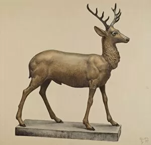 Kitsch Gallery: Deer Lawn Figure, c. 1940. Creator: Elisabeth Fulda