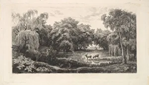 Charles François Prints: The Deer Pond, 1837-78. Creator: Charles Francois Daubigny