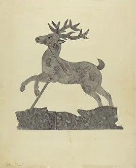 Weather Vane Prints: Deer Weather Vane, c. 1938. Creator: Helen Hobart