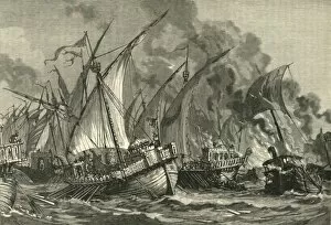 Mohammedan Gallery: Defeat of the Saracenic Fleet Before Constantinople, (717-718), 1890. Creator: Unknown