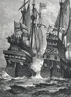 Cannons Prints: The Defeat of Sir Andrew Barton, 1511, (1887). Creator: William Heysham Overend