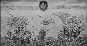 Sea Battle Prints: Defeat of the Spanish Armada, 1745. Artist: Benjamin Cole