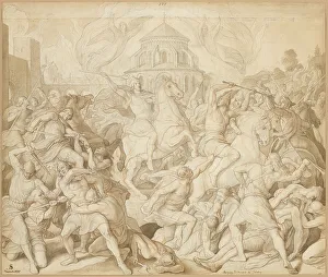 Charlemagne Prints: Defeat of Wittekind near Bürberg, 1835. Creator: Julius Schnorr von Carolsfeld