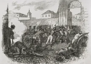 Cannon Prints: Defence of Monteleon artillery park during the Dos de Mayo Uprising