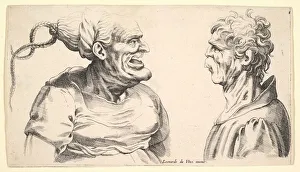 Da Vinci Leonardo Prints: Two deformed heads, 1625-1744. Creator: Wenceslaus Hollar