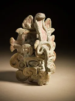 Sculptural Prints: Deity Head, Mexico, Chiapas, Maya, 200-500. Creator: Unknown