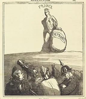 Newsprint Prints: Déjà relevée!, 1871. Creator: Honore Daumier