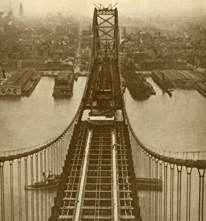 Golding Prints: The Delaware River Suspension Bridge, c1930. Creator: Unknown