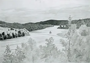 Watercolor And Pencil On Paper Prints: Delaware Water Gap, c. 1890. Creator: Louis Michel Eilshemius