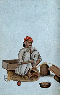 Artisans Prints: Delhi: a goldsmith at work, (between 1800 and 1899?). Creator: Unknown