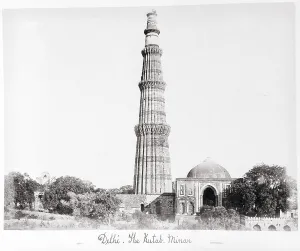 Indo Islamic Prints: Delhi, The Kutab Minar, Late 1860s. Creator: Samuel Bourne