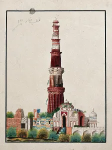 Delhi Prints: Delhi: The Qutab Minar, (between 1800 and 1899?). Creator: Unknown